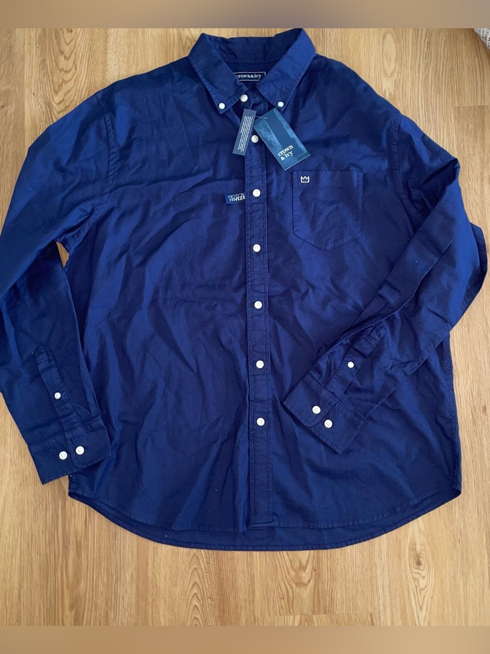 crown & ivy Men's Navy Button-Down Long Sleeve Shirt
